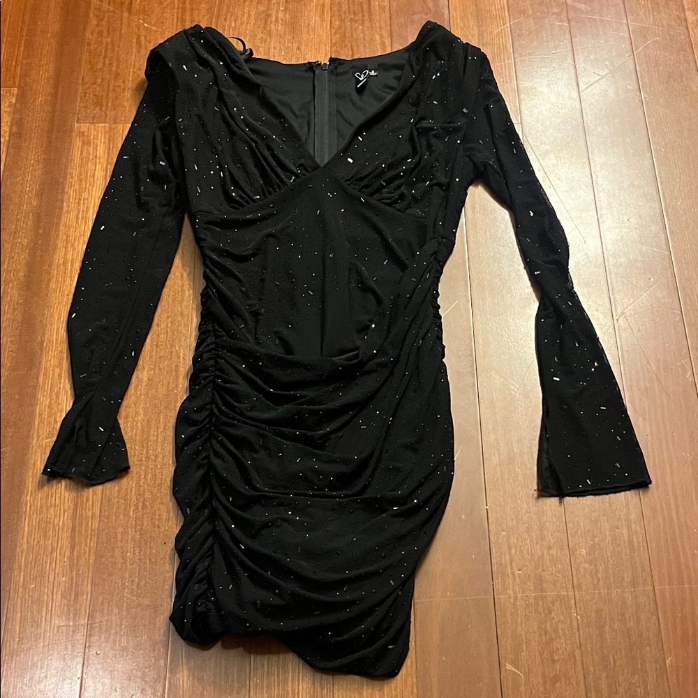 Windsor Black Sparkle Long Sleeve Dress
